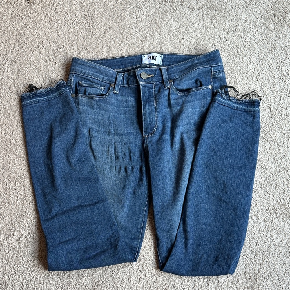 PAIGE Medium Blue Distressed Jeans